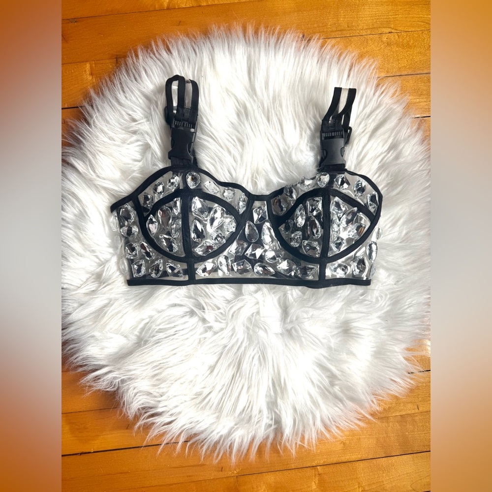Dollskill Club Exx Crystal Coves Vinyl Clear PVC Jewel Bustier Top